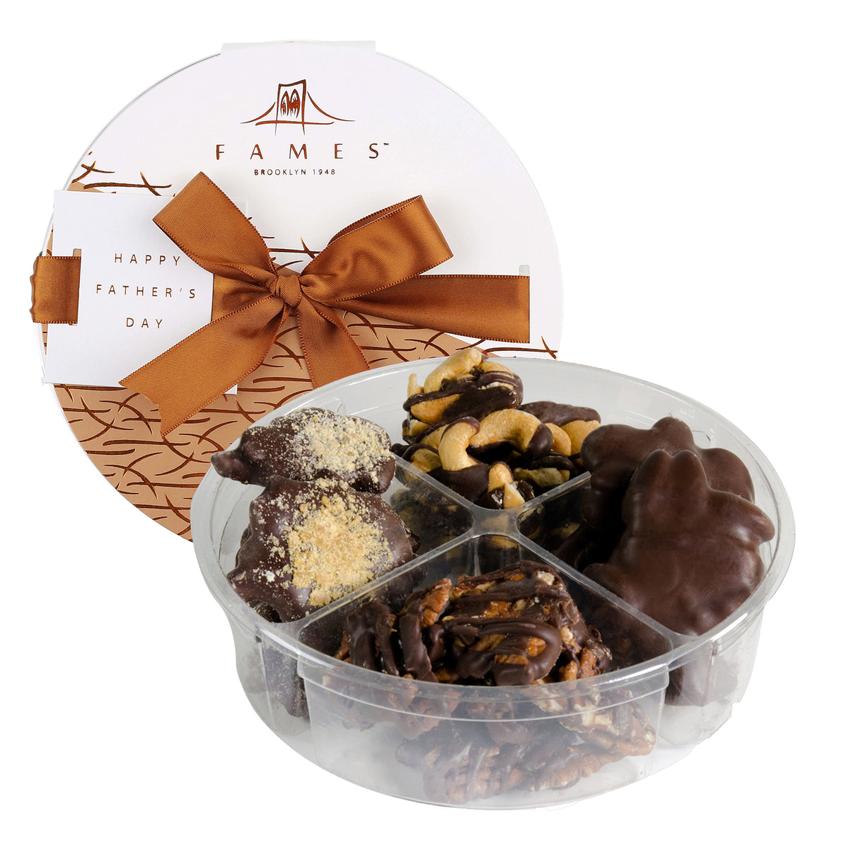 Chocolate Nut Clusters Gift Assortment, Dairy Free, Kosher.  Fames Chocolate