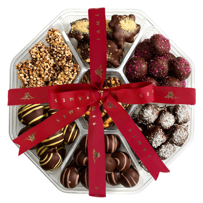 Fames Seventh Heaven Holiday Cashew Assortment, Kosher, Dairy Free.  Fames Chocolate   
