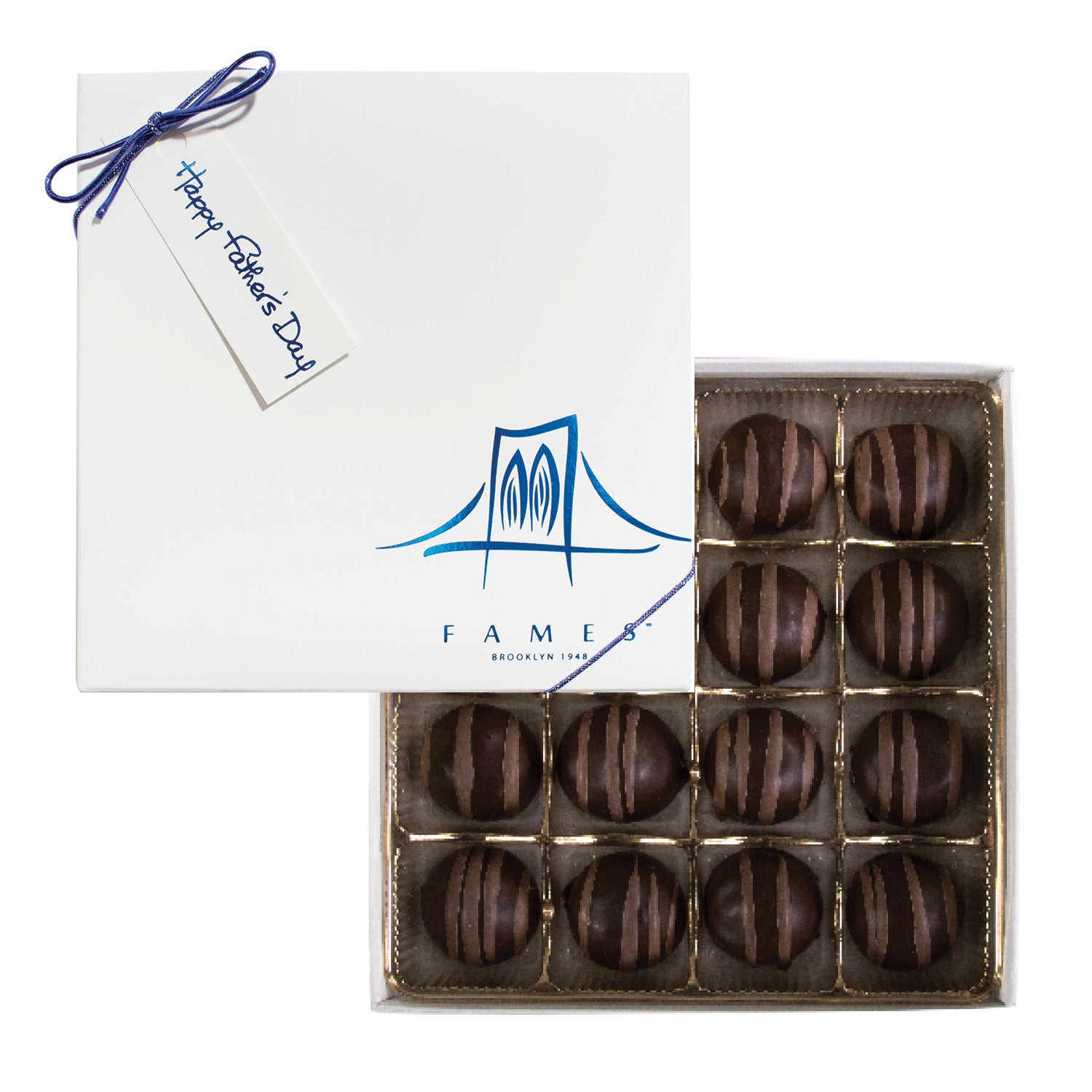Father's Day Chocolate truffle Gift Box, 16 Pc, Kosher, Dairy Free.  Fames Chocolate   