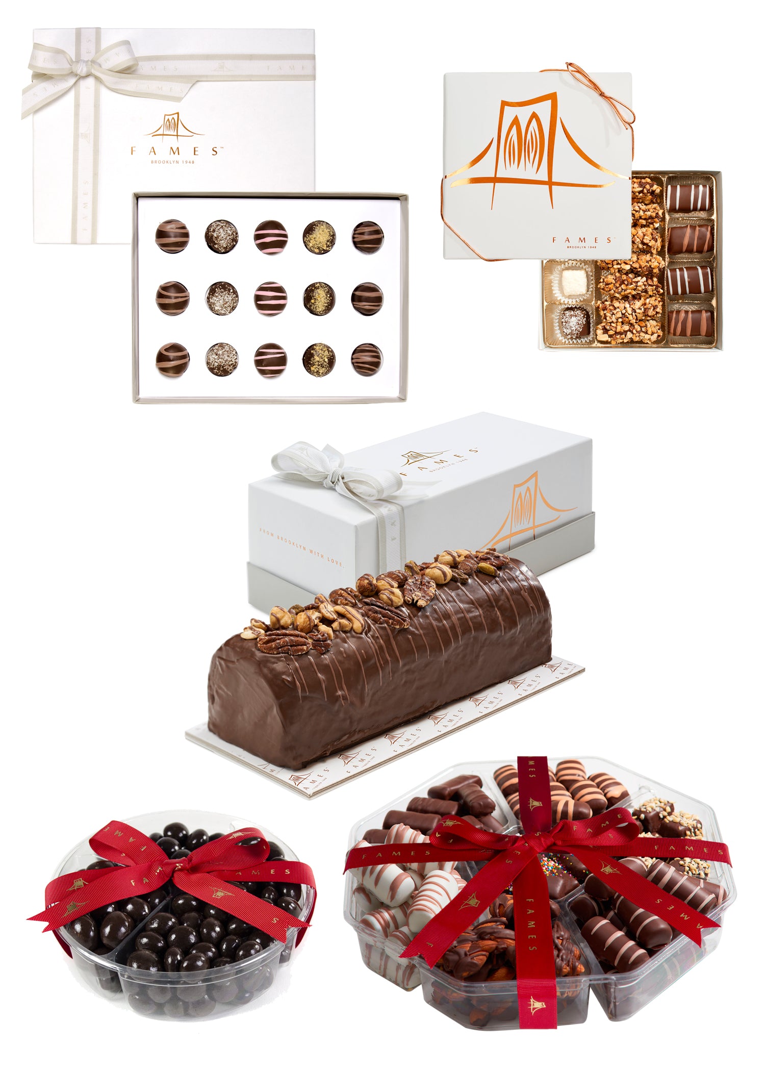 Holiday Chocolate Gift set for Families, Holiday Celebration with Festive Holiday Treats, Kosher, Dairy Free.  Fames Chocolate   
