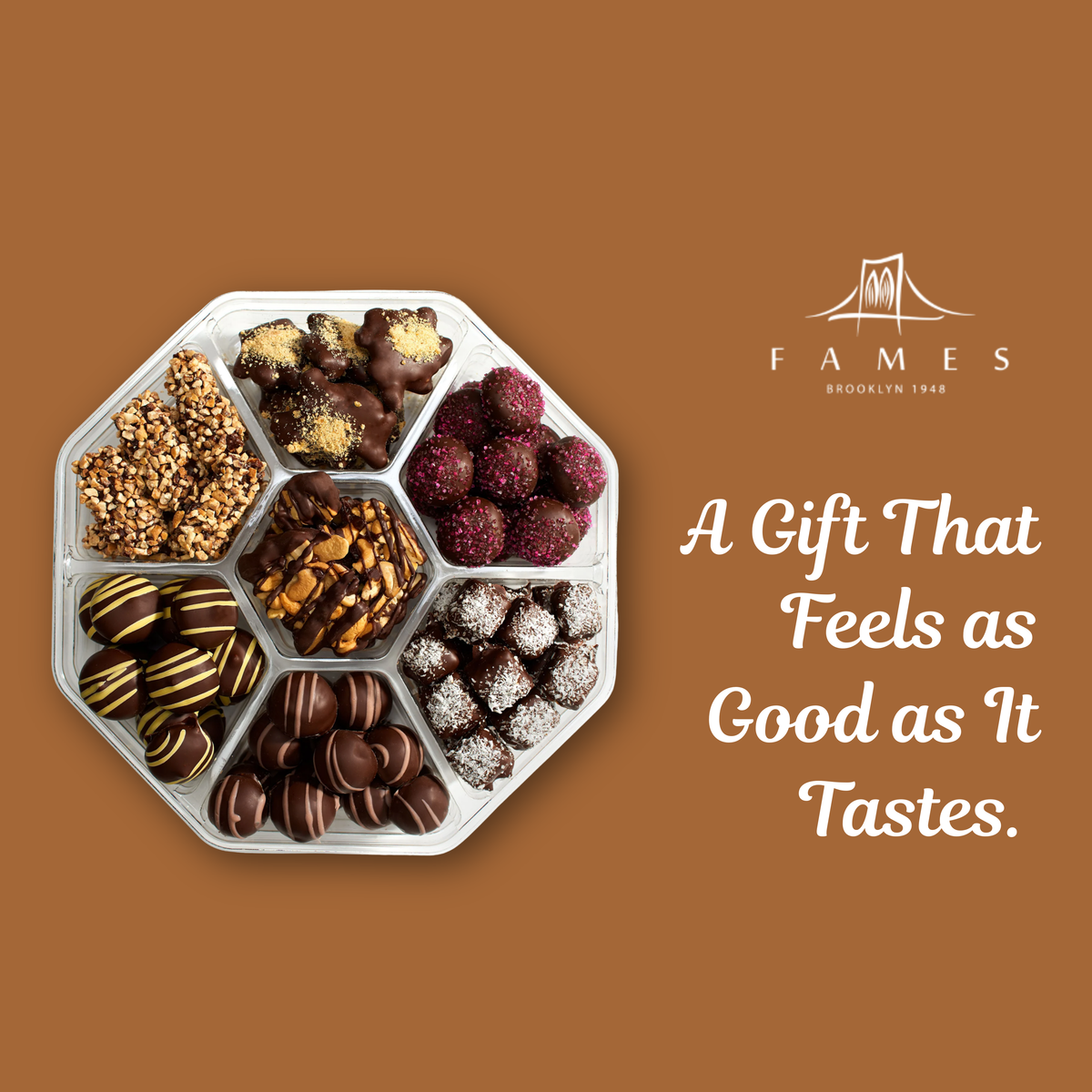 Fames Seventh Heaven Holiday Cashew Assortment, Kosher, Dairy Free.