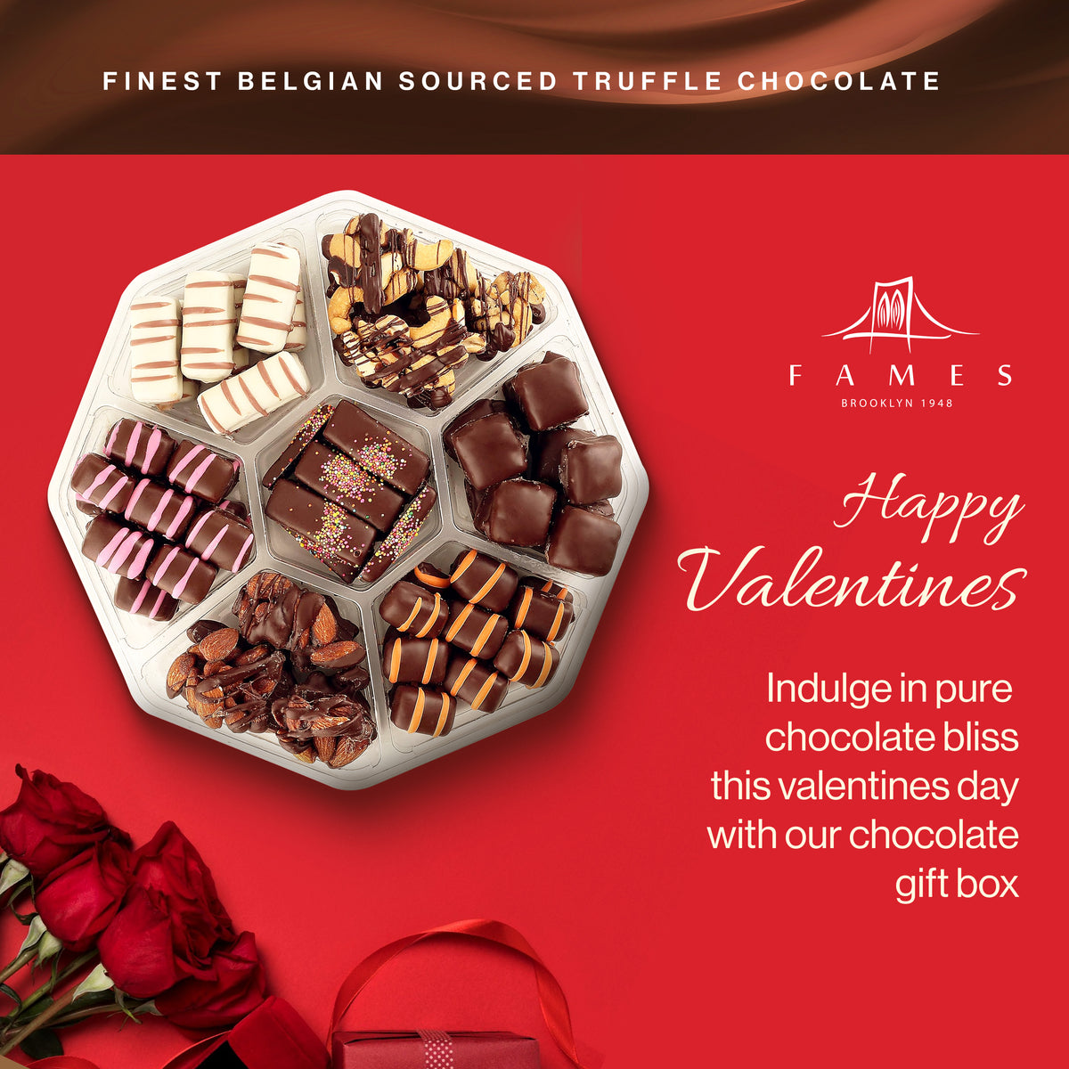 Fames Seventh Heaven Chocolate  Gift Assortment - Handcrafted Deluxe Chocolates, Kosher, Dairy Free.