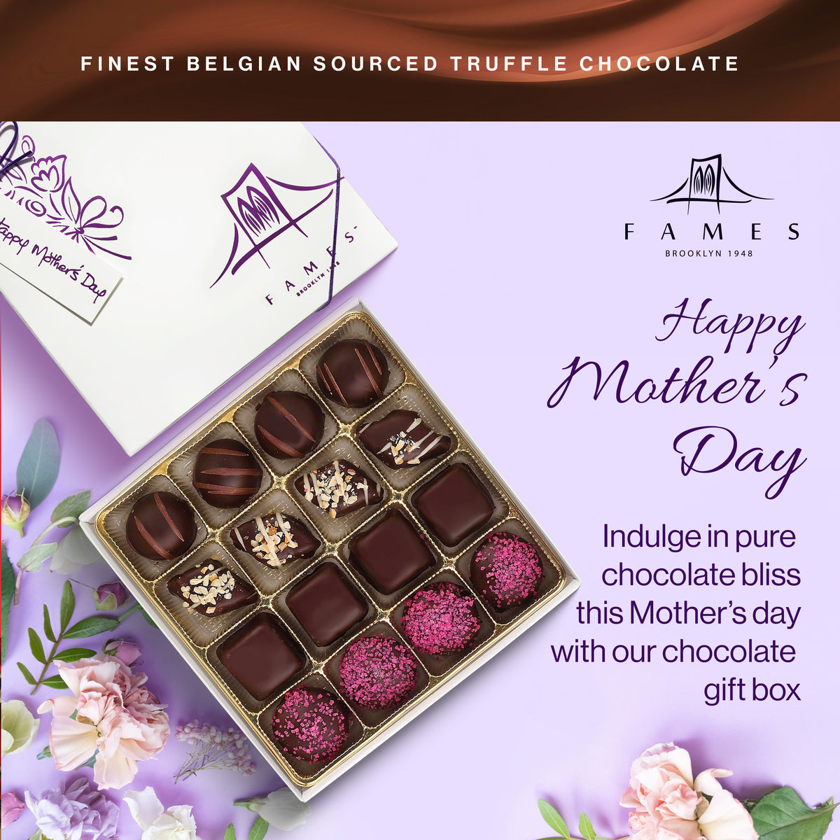 Mother&#39;s Day Chocolate Gift Box, 16 Count, Kosher, Dairy Free.