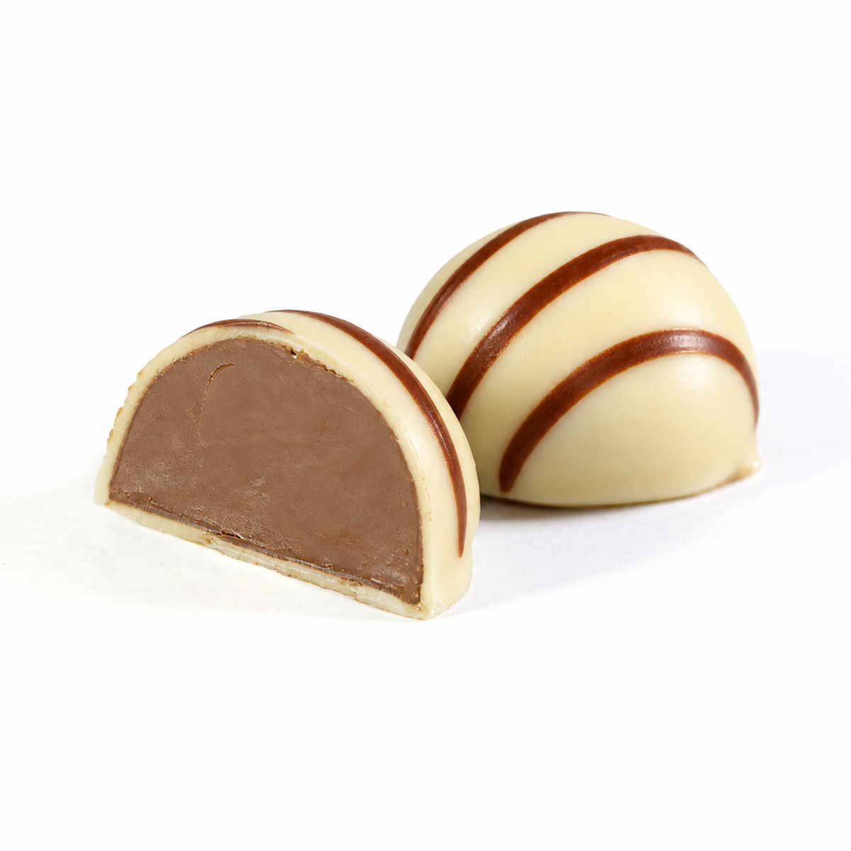 White Vanilla Butter Truffle with chocolate truffle filling