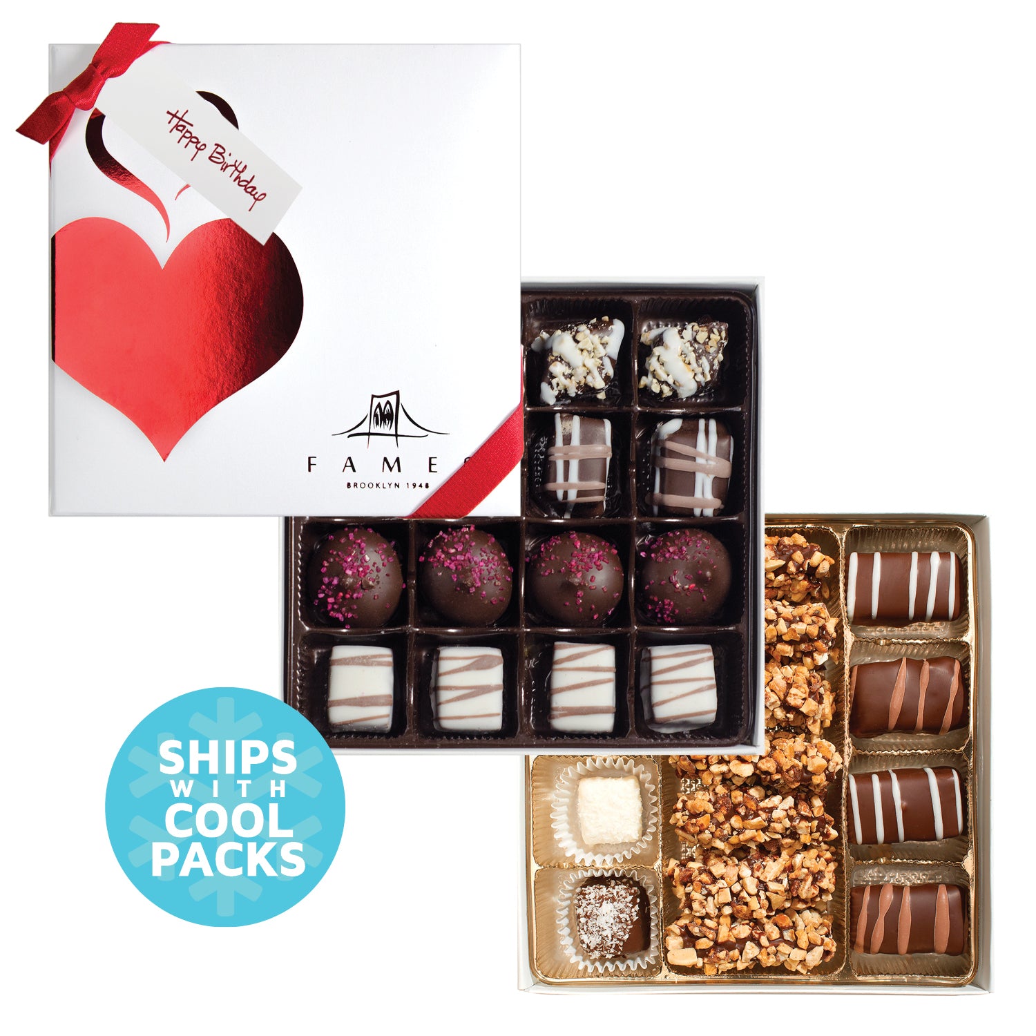 Chocolate Gift Box - Double The Love (31pc) Dairy Free, Kosher.  Fames Chocolate   