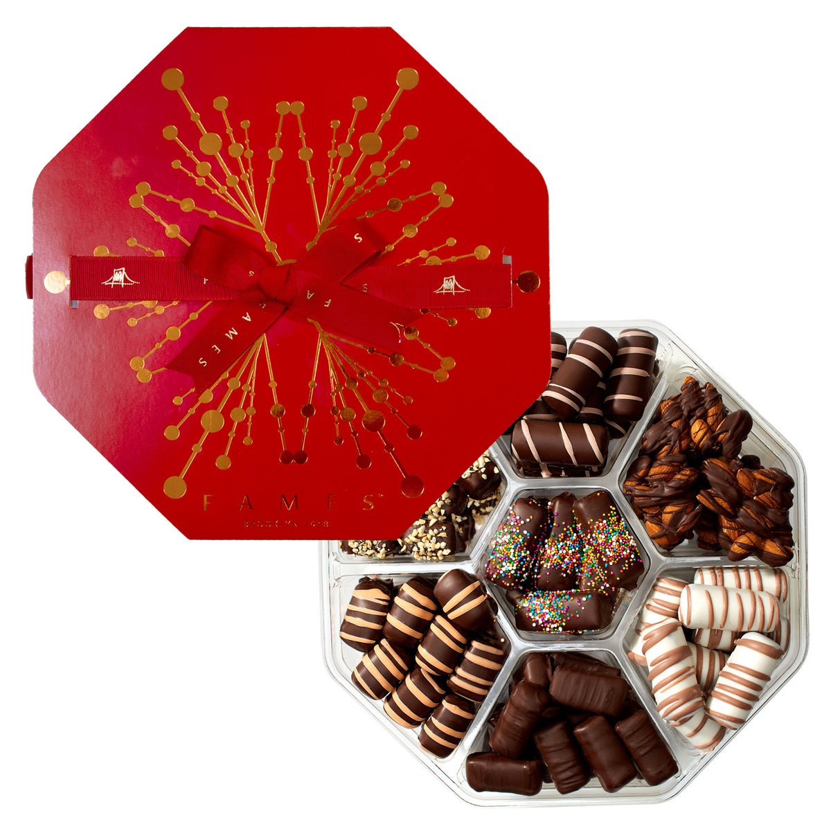 Gourmet Chocolate Gift, Handcrafted Deluxe Chocolates, Kosher, Dairy Free.  Fames Chocolate   
