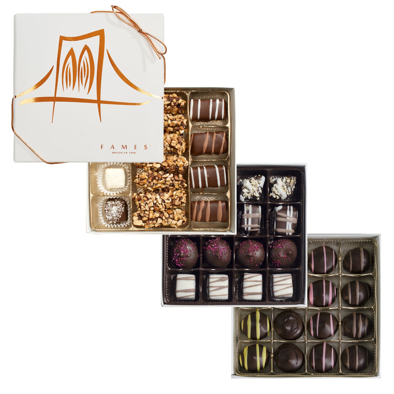 Gourmet Chocolate Gift Box, 47 pc, Kosher, Dairy Free.  Fames Chocolate   