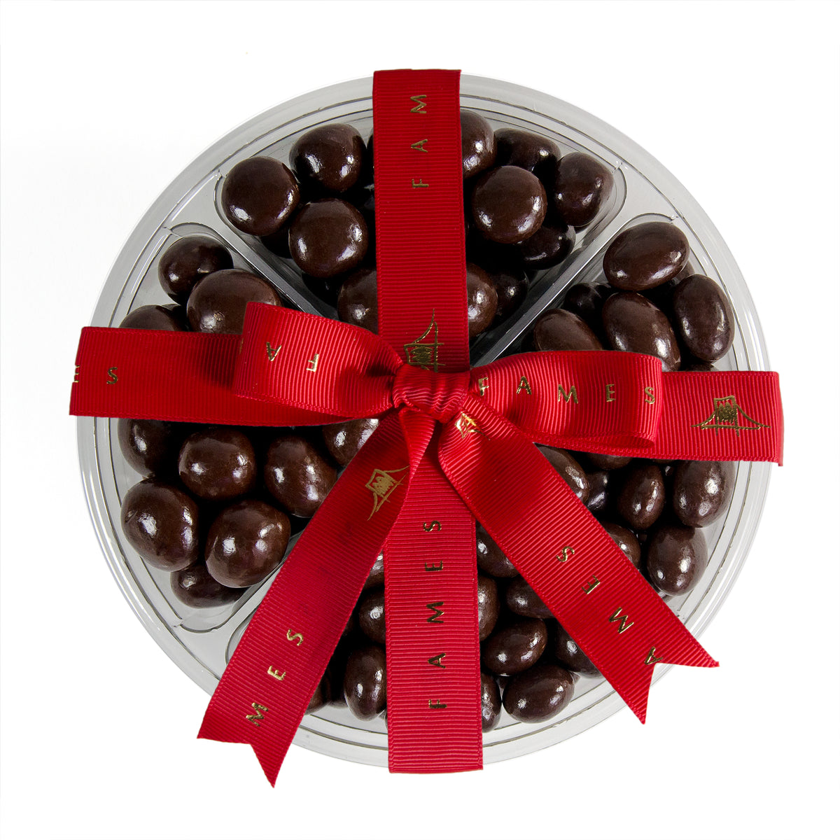 Four Sectional Chocolate Covered Mix, Kosher, Dairy Free.  Fames Chocolate   