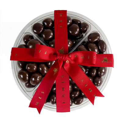 Four Sectional Chocolate Covered Mix, Kosher, Dairy Free.  Fames Chocolate