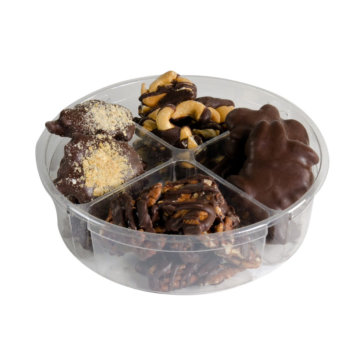 Gourmet Chocolate Nut Cluster Gift Tray, Brooklyn Crafted Caramel Drizzled Pecan, Roasted Almond, Brittle & Chocolate Cashew Patties for Valentine's Day  Fames Chocolate