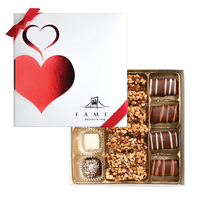 Valentine's Day Chocolate Gift Box - Gourmet  Chocolates That Everyone Loves - Kosher, Dairy Free.  Fames Chocolate